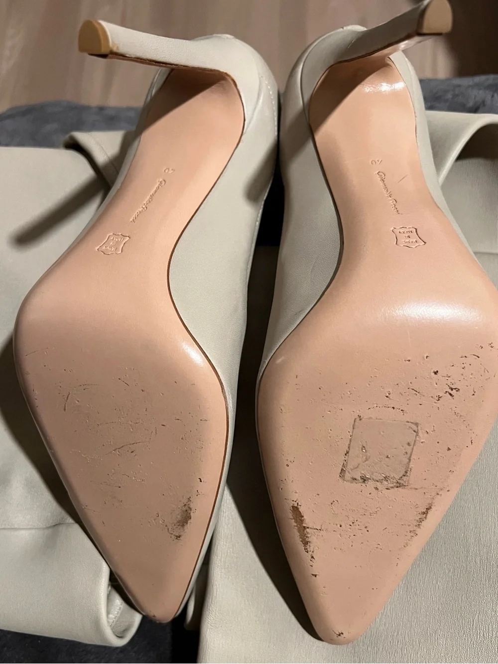Tall Pointed-Toe Stiletto Boots in Beige
